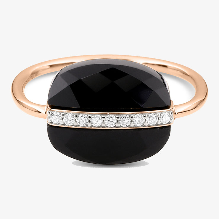 Morganne Bello 18ct rose gold cushion diamond black onyx ring