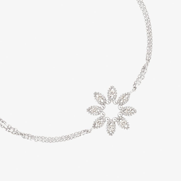 Dinny Hall 14ct White gold and diamond Jasmine flower wristlet