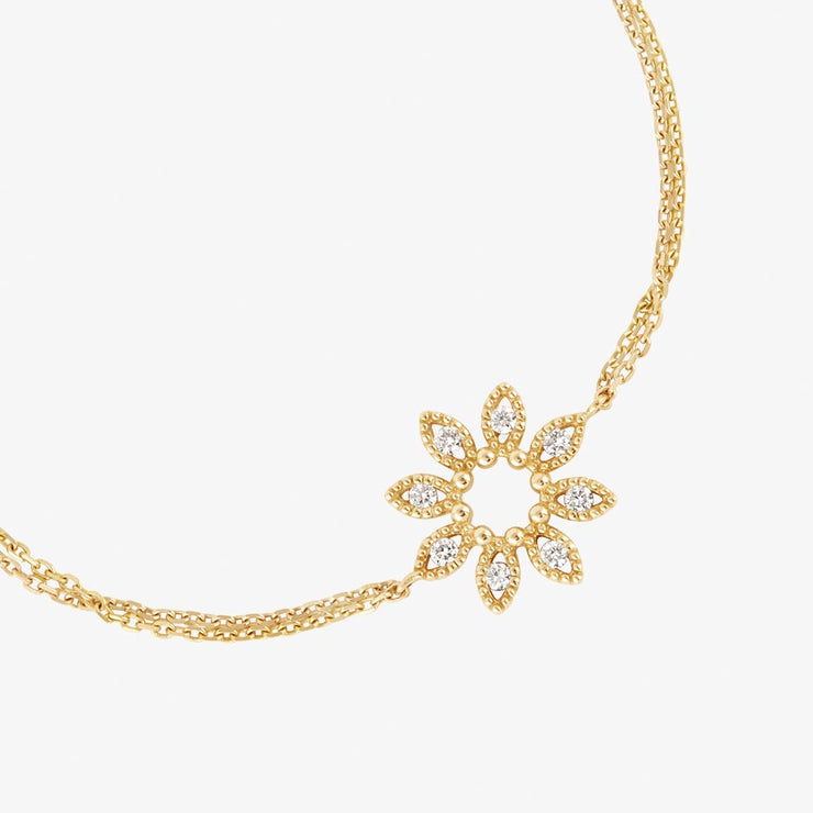 Dinny Hall 14ct yellow gold and diamond Jasmine flower wristlet