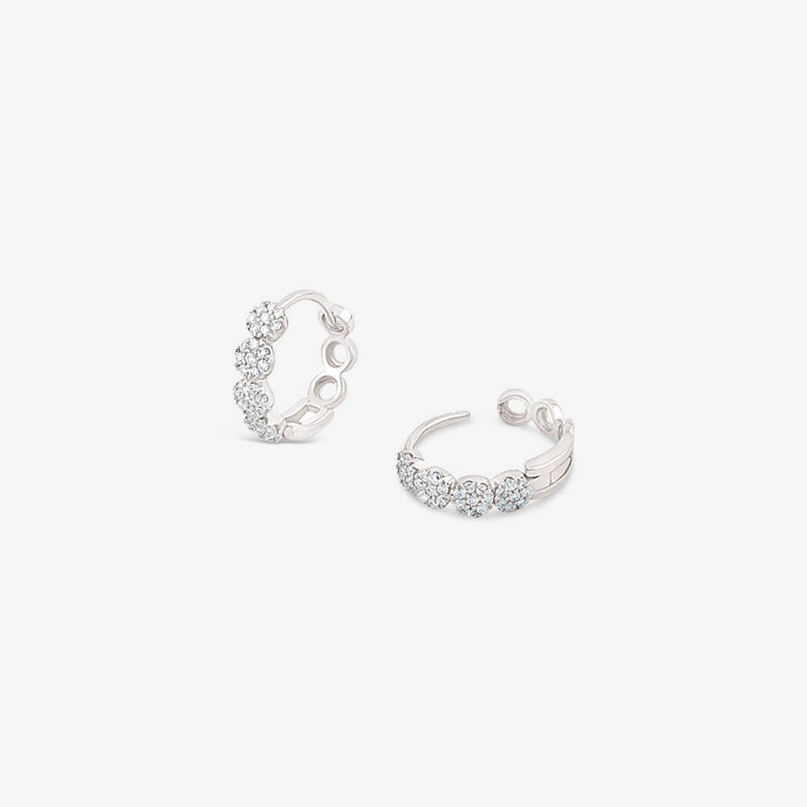 Dinny Hall 14ct white gold and diamond Shuga huggie hoops (pair)