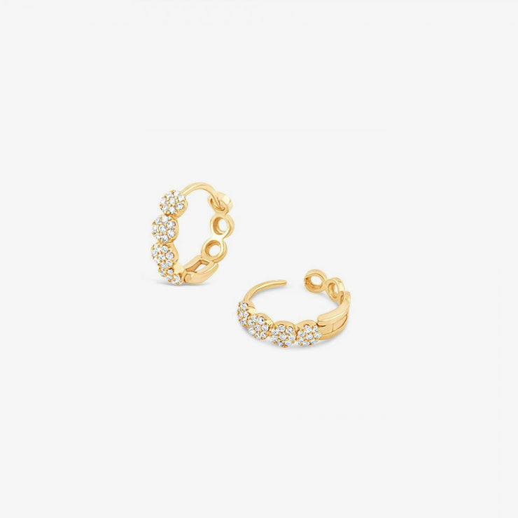 Dinny Hall 14ct yellow gold and diamond Shuga huggie hoops (pair)