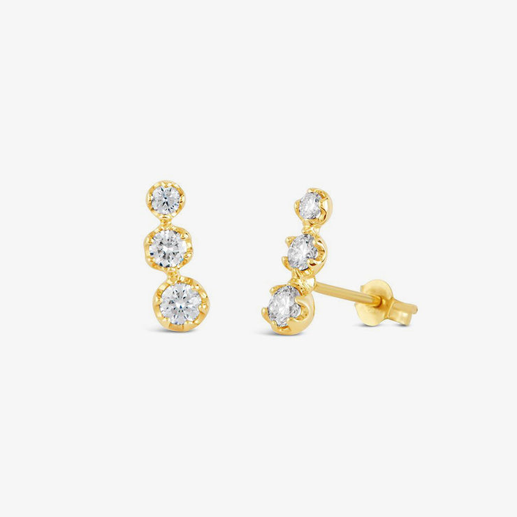 Dinny Hall 14ct yellow gold and diamond triple studs (pair)