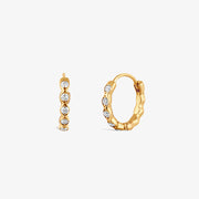 Dinny Hall 14ct yellow gold rosemary diamond huggie hoop earrings (pair)