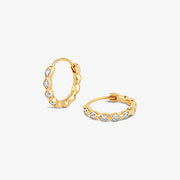 Dinny Hall 14ct yellow gold rosemary diamond huggie hoop earrings (pair)