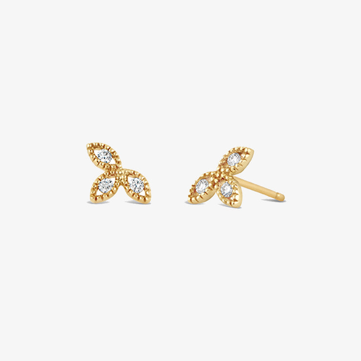 Dinny Hall 14ct yellow gold jasmine flower diamond stud earrings (pair)