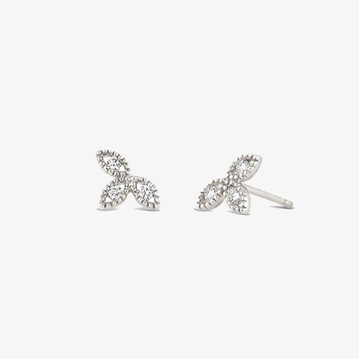 Dinny Hall 14ct white gold jasmine flower diamond stud earrings (pair)