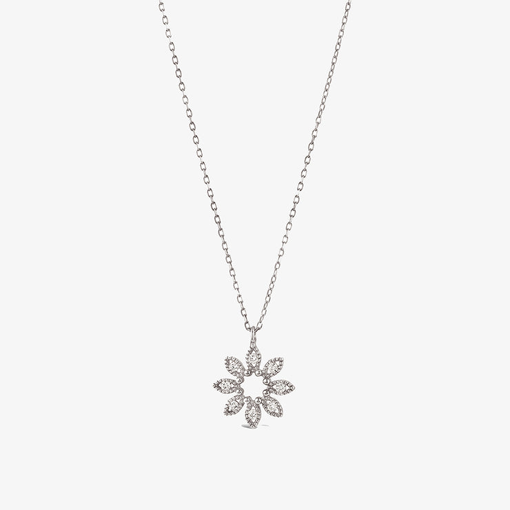 Dinny Hall 14ct white gold jasmine flower pendant necklace