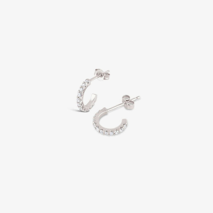 Dinny Hall 14ct white gold and diamond mini hoop earrings (pair)