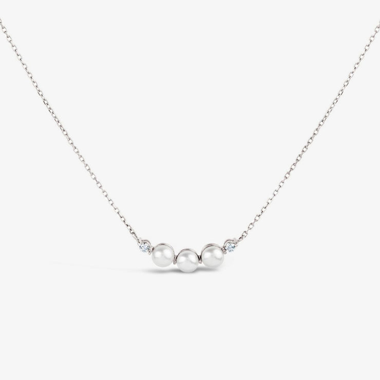 Dinny Hall 14ct white gold and pearl bar pendant