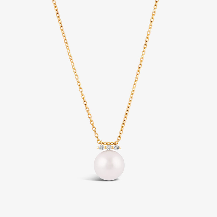 Dinny Hall 14ct yellow gold large pearl and diamond pendant necklace