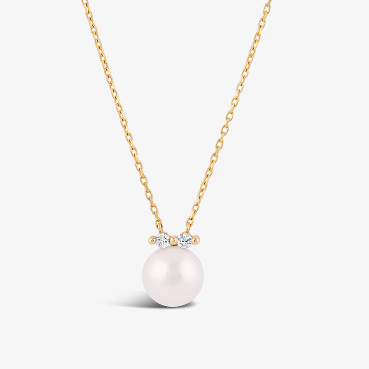 Dinny Hall 14ct yellow gold pearl and diamond pendant necklace