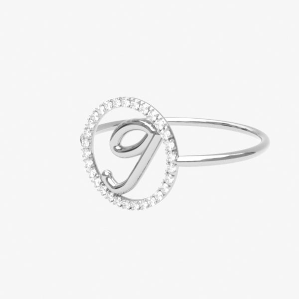The Alkemistry 18ct white gold and pave diamond Love Letter initial ring