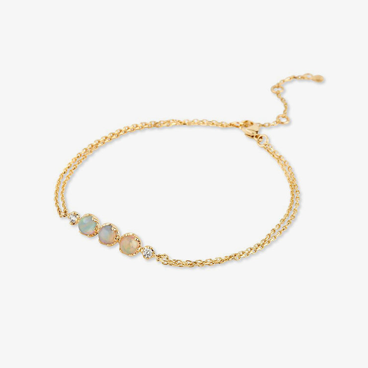 Dinny Hall 14ct yellow gold opal and diamond bracelet