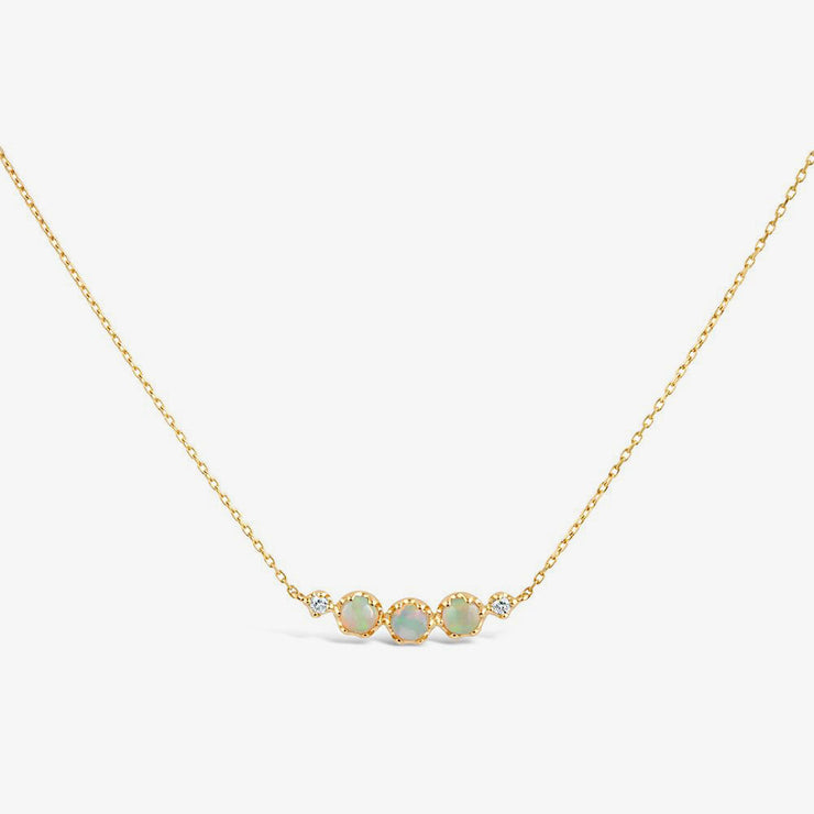 Dinny Hall 14ct yellow gold opal and diamond scoop necklace