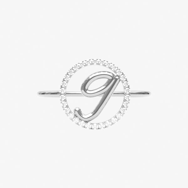 The Alkemistry 18ct white gold and pave diamond Love Letter initial ring