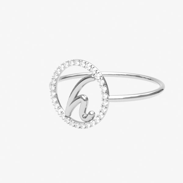 The Alkemistry 18ct white gold and pave diamond Love Letter initial ring