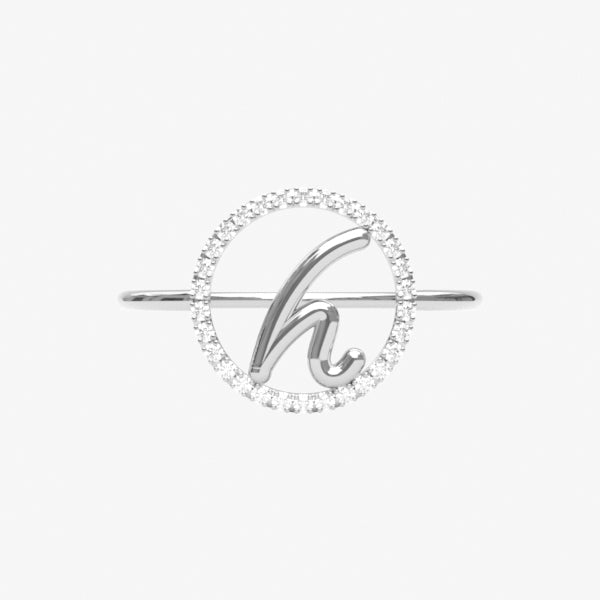 The Alkemistry 18ct white gold and pave diamond Love Letter initial ring