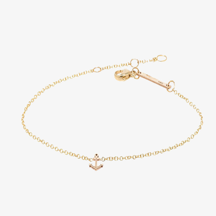 Zoe Chicco 14ct yellow gold anchor charm bracelet