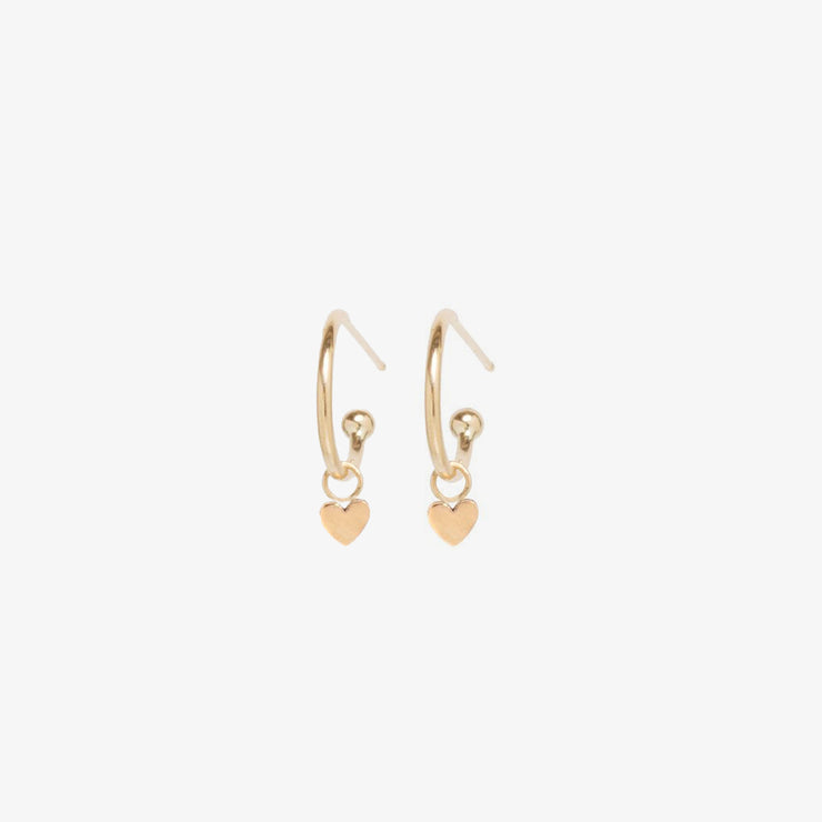 Zoe Chicco 14ct yellow gold dangle heart huggie (pair)