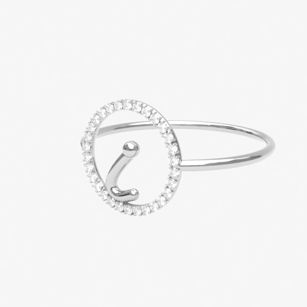 The Alkemistry 18ct white gold and pave diamond Love Letter initial ring