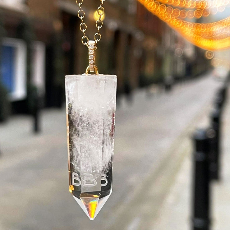 IQRA - 18ct gold, Clear quartz crystal point necklace