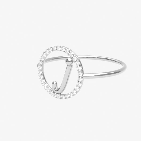 The Alkemistry 18ct white gold and pave diamond Love Letter initial ring