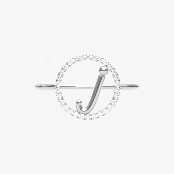 The Alkemistry 18ct white gold and pave diamond Love Letter initial ring