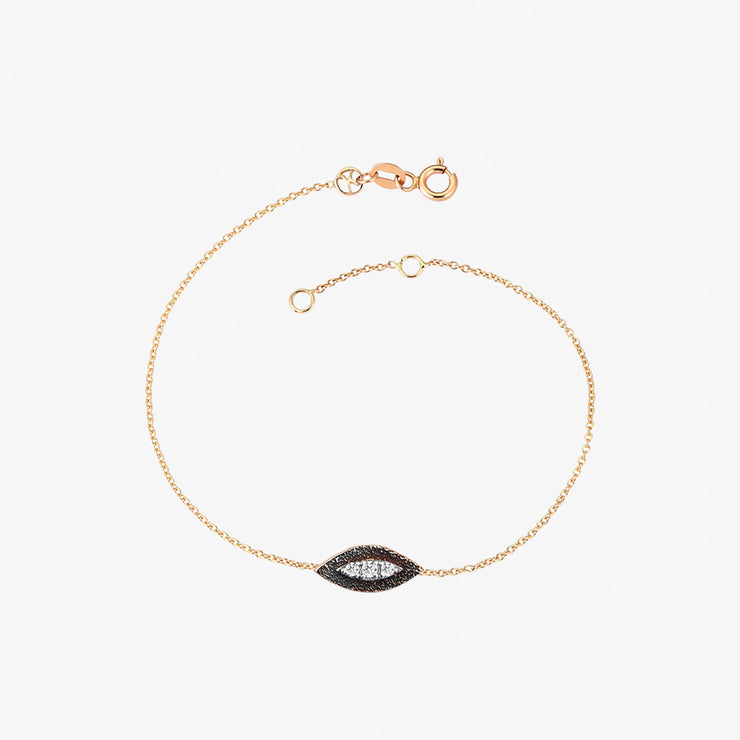 Kismet by Milka 14ct rose gold diamond and black gold eye bracelet