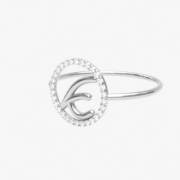 The Alkemistry 18ct white gold and pave diamond Love Letter initial ring