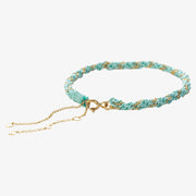 Kumachi - 18ct Gold, Turquoise thread woven chain bracelet