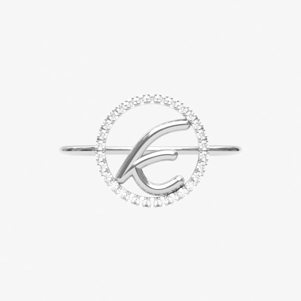 The Alkemistry 18ct white gold and pave diamond Love Letter initial ring