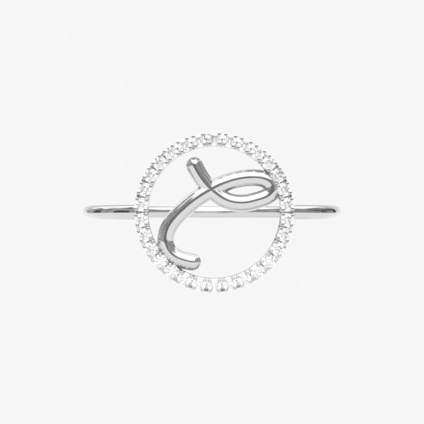 The Alkemistry 18ct white gold and pave diamond Love Letter initial ring