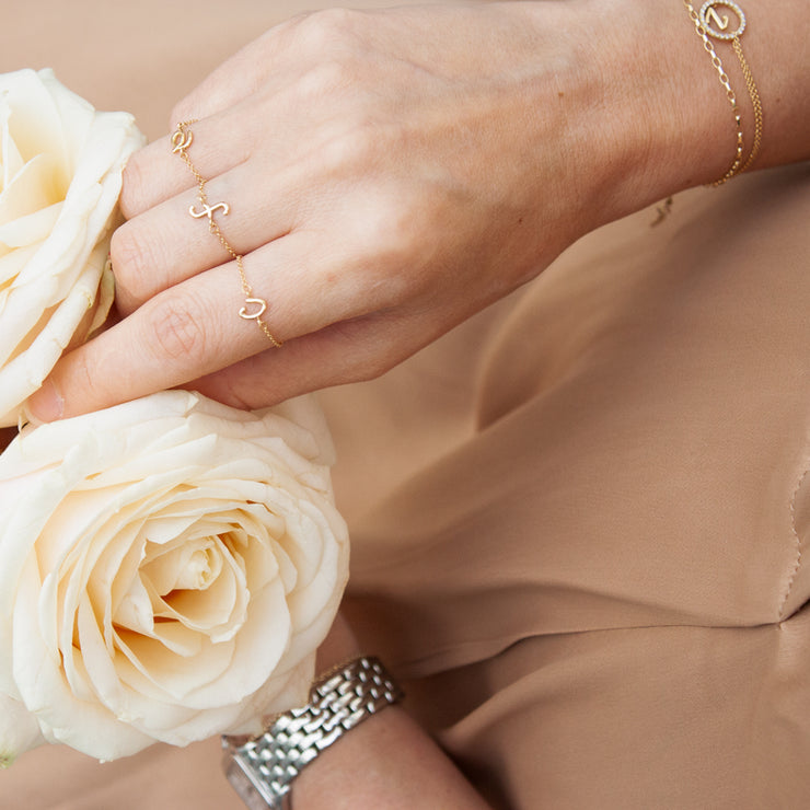 The Alkemistry 18ct yellow gold and pave diamond Love Letter initial bracelet
