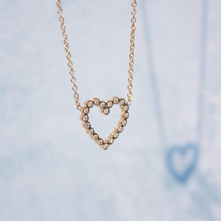 Zoe Chicco 14ct yellow gold and diamond small heart necklace