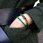 Cinta - 18ct gold, Malachite, Tiger Eye and Lapis bead bracelet