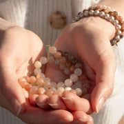 Cinta - 18ct gold, Rainbow Moonstone ombre bead necklace