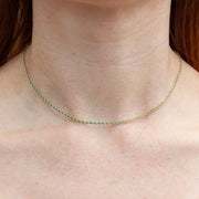 Auric - 18ct gold, 'Prosperity' Green & Jade woven chain necklace
