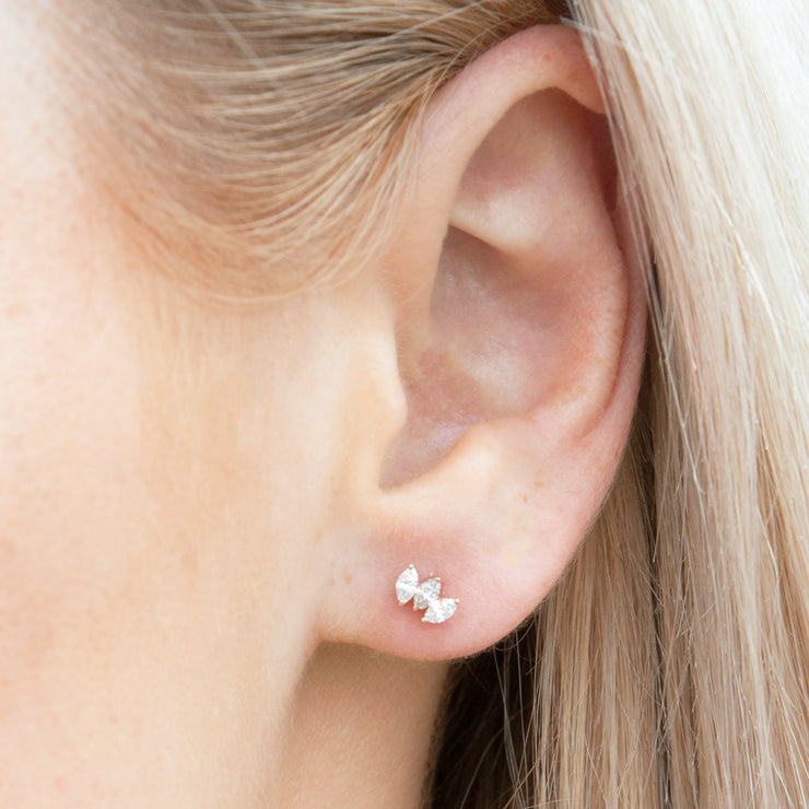 Kismet by Milka 14ct rose gold and 3 diamond screw flatback (single)