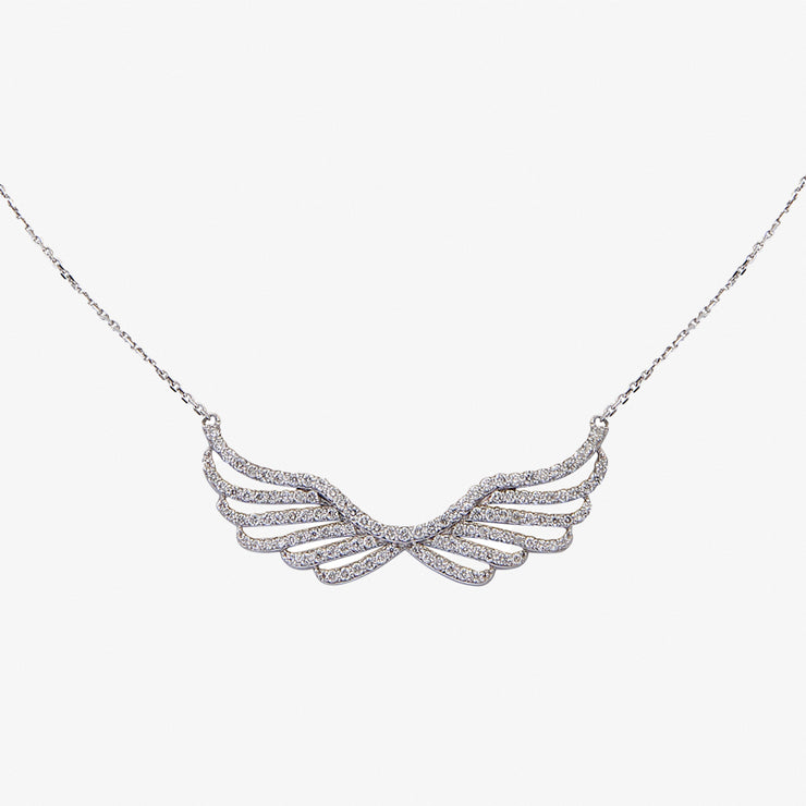 Meher 18ct white gold diamond wing necklace