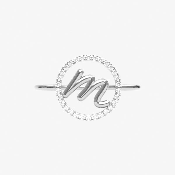 The Alkemistry 18ct white gold and pave diamond Love Letter initial ring