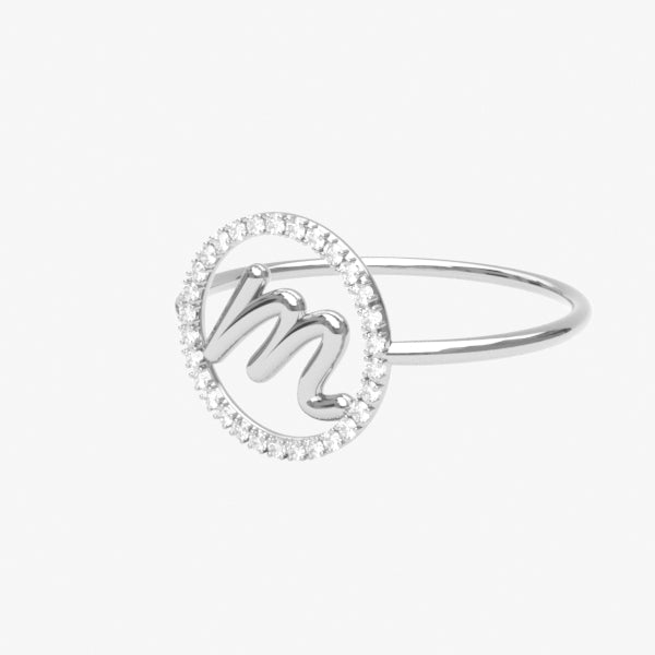 The Alkemistry 18ct white gold and pave diamond Love Letter initial ring