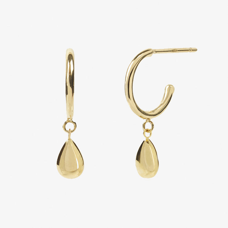 NUDE SHIMMER - 18ct gold, medium pear drop hoops (pair)