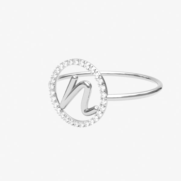 The Alkemistry 18ct white gold and pave diamond Love Letter initial ring