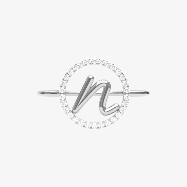 The Alkemistry 18ct white gold and pave diamond Love Letter initial ring