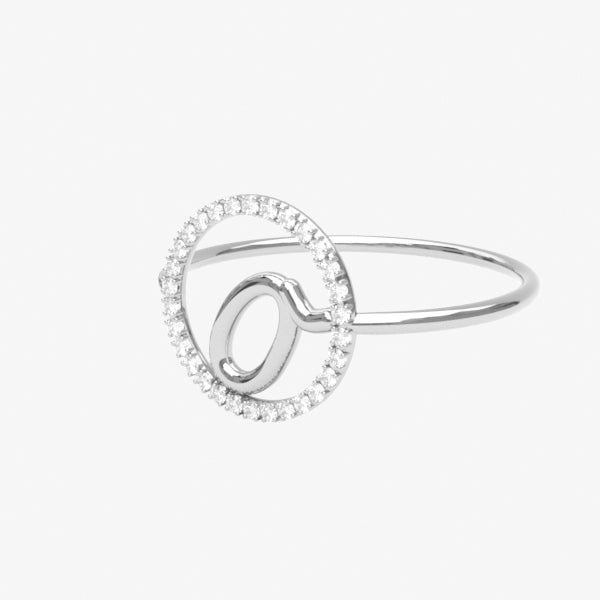 The Alkemistry 18ct white gold and pave diamond Love Letter initial ring