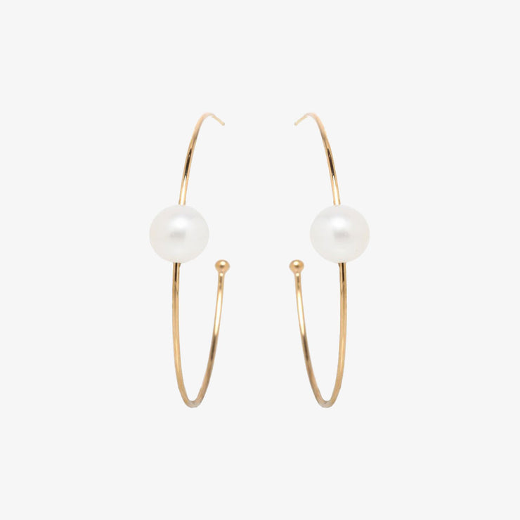 Zoe Chicco 14ct gold and pearl hoop earrings (pair)