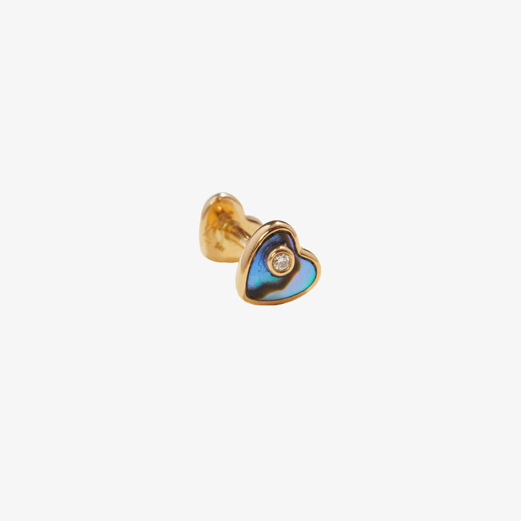 Pamela Love 14ct yellow gold and diamond heart piercing stud (single)