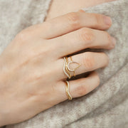 The Alkemistry 18ct yellow gold diamond wave pinky ring