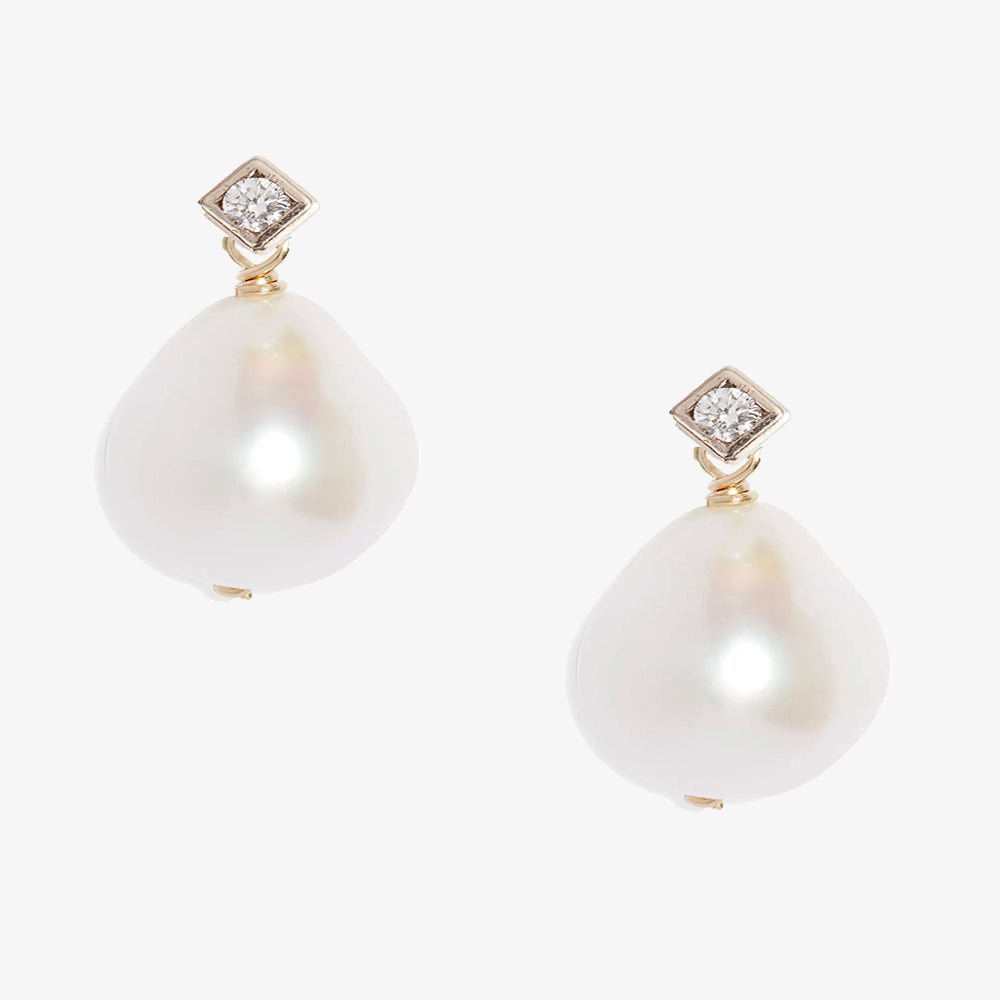 Poppy Finch 14ct yellow gold princess diamond and pearl