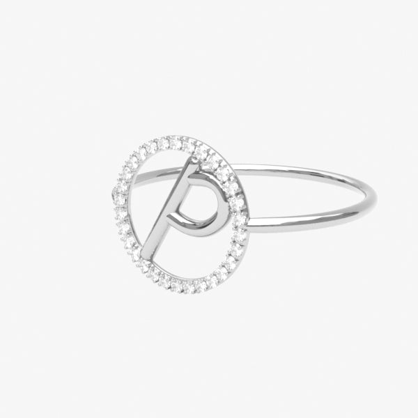 The Alkemistry 18ct white gold and pave diamond Love Letter initial ring